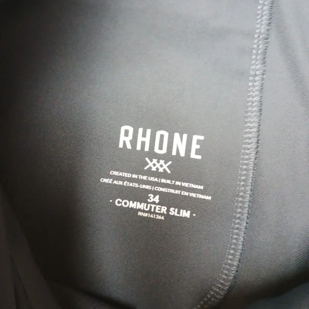 Rhone Pants Men 34x29 Gray Commuter Slim Chino Microfiber Stretch Travel Golf